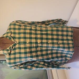 1980's Esprit button down, peach, teal, burgundy.